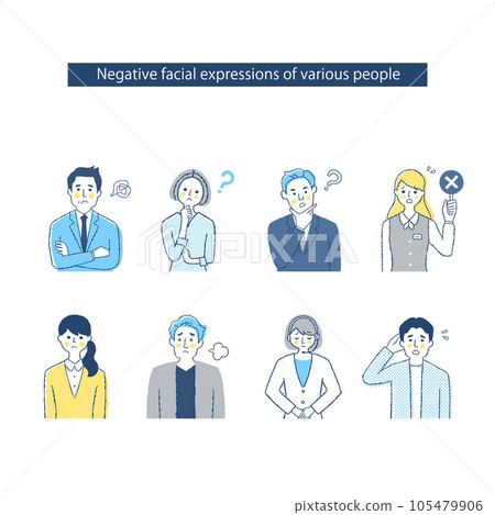 Facial expressions of 8 business people h19-22_MNOP Negative 105479906