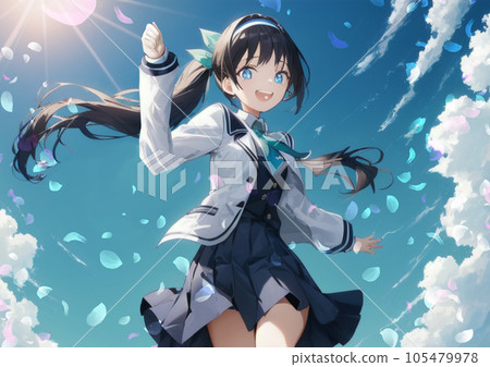 開始跑步的動漫風格女高中生 105479978