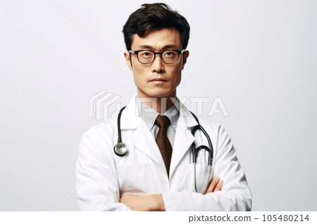 Japanese doctor in white coat: AI work Japanese doctor in white coat: AI work 105480214