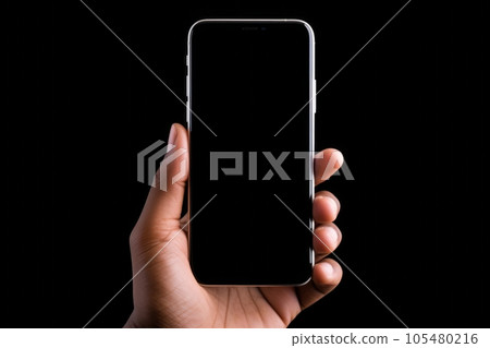 Hand holding smartphone: AI work Hand holding smartphone: AI work 105480216
