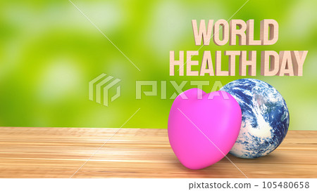 The earth and heart for World Health Day concept 3d rendering 105480658