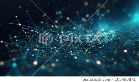 Plexus effect. The luminous dots are connected by lines 105480871