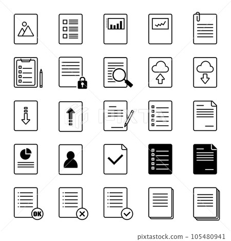 文檔圖標集/插圖/上傳/下載/雲/活頁夾/鉛筆/鋼筆/業務 105480941