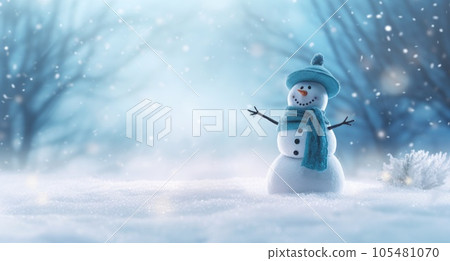Little snowman in the snow Little snowman in the snow 105481070
