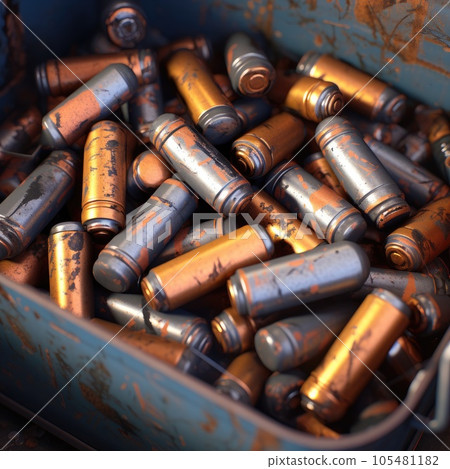 A lot of rusty used batteries A lot of rusty used batteries 105481182