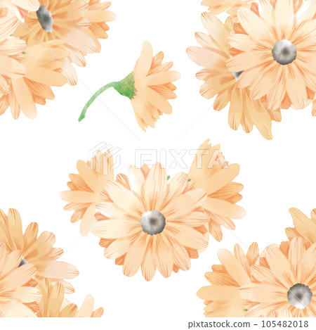 橙色非洲菊的無縫插圖 橙色非洲菊的無縫插圖 105482018