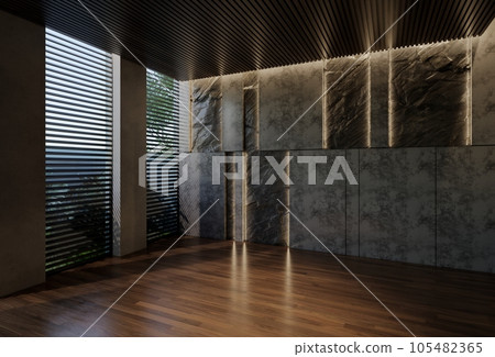 Modern empty room interior design contemporary, with natural tones on the room, walls, floor and ceiling. rendering illustration Modern empty room interior design contemporary, with natural tones on the room, walls, floor and ceiling. rendering illustration 105482365