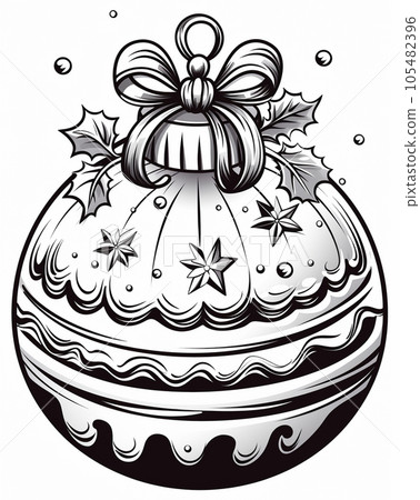 Christmas sweets coloring book illustration AI image 105482396