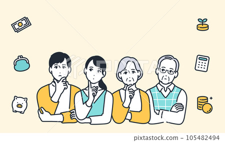 Simple vector illustration material of a family thinking about money Simple vector illustration material of a family thinking about money 105482494