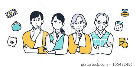 Simple vector illustration material of a family thinking about insurance 105482495