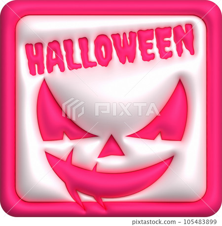 3d illustration, devil pumpkins face icon button for halloween and halloween text. 105483899