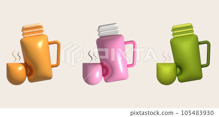 3d illustration camping equipment design ,Container water bottles for sport 105483930