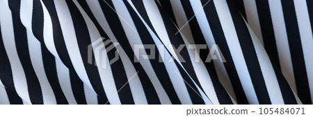 Striped black and white fabric close up. 105484071