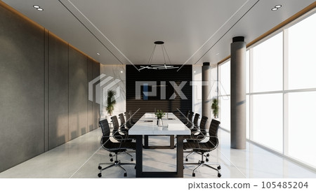 Modern conference interior and screens on the wall. The concept of workplace and enterprise. 3d Rendering illustration Modern conference interior and screens on the wall. The concept of workplace and enterprise. 3d Rendering illustration 105485204