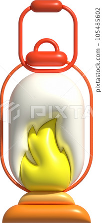 3d illustration camping lantern with handle. Vintage kerosene lamp with a wick. Travelers lighting equipment 3d illustration camping lantern with handle. Vintage kerosene lamp with a wick. Travelers lighting equipment 105485602