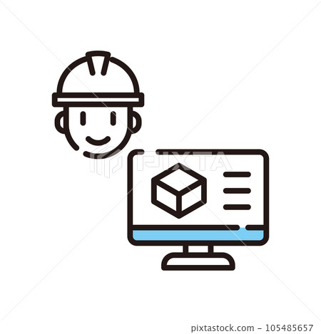 Logistics box cardboard worker icon Logistics box cardboard worker icon 105485657