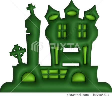 3D illustration. Halloween castle. with grave 3D illustration. Halloween castle. with grave 105485897