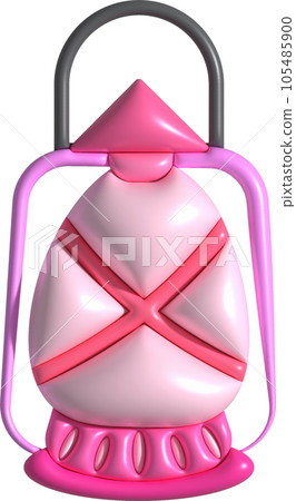 3d illustration camping lantern with handle. Vintage kerosene lamp with a wick. Travelers lighting equipment 105485900