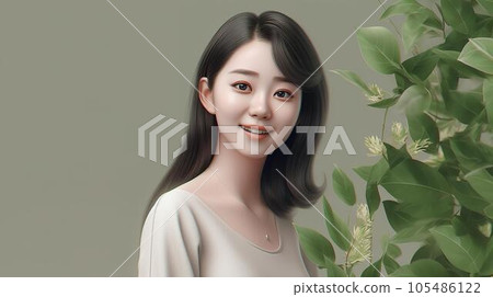 亞洲植物美女形象（生成式 AI） 105486122