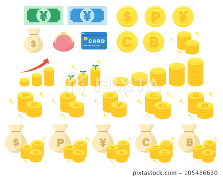 硬幣和金錢圖標集 105486630