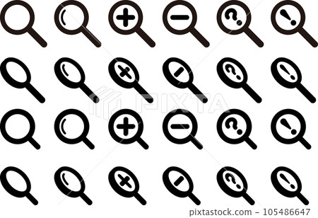 Monochrome magnifying glass, loupe vector illustration set Monochrome magnifying glass, loupe vector illustration set 105486647