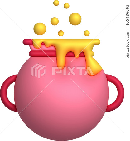3D illustration. Witch cauldron with bubbles on halloween 3D illustration. Witch cauldron with bubbles on halloween 105486663