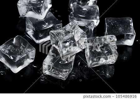 Ice cubes on a black background. Ice cubes on a black background. 105486916