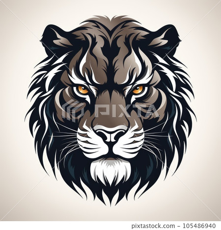 Illustration of a tiger head. Tiger head logo. 105486940