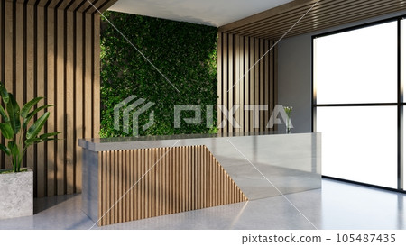 Interior design contemporary and luxurious modern reception desk, 3D illustration rendering Interior design contemporary and luxurious modern reception desk, 3D illustration rendering 105487435