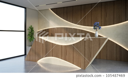Interior design contemporary and luxurious modern reception desk, 3D illustration rendering Interior design contemporary and luxurious modern reception desk, 3D illustration rendering 105487469