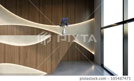 Interior design contemporary and luxurious modern reception desk, 3D illustration rendering Interior design contemporary and luxurious modern reception desk, 3D illustration rendering 105487471