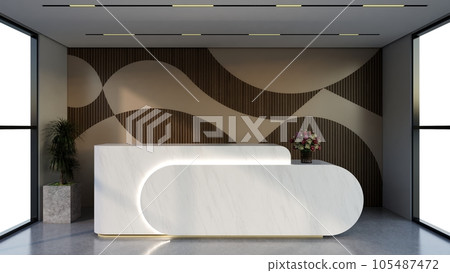 Interior design contemporary and luxurious modern reception desk, 3D illustration rendering Interior design contemporary and luxurious modern reception desk, 3D illustration rendering 105487472
