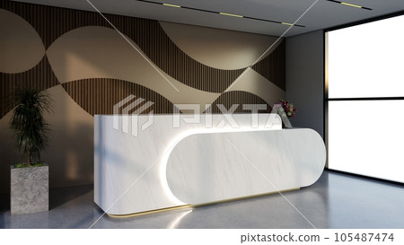 Interior design contemporary and luxurious modern reception desk, 3D illustration rendering Interior design contemporary and luxurious modern reception desk, 3D illustration rendering 105487474