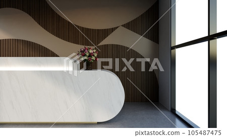 Interior design contemporary and luxurious modern reception desk, 3D illustration rendering Interior design contemporary and luxurious modern reception desk, 3D illustration rendering 105487475