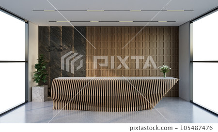 Interior design contemporary and luxurious modern reception desk, 3D illustration rendering 105487476