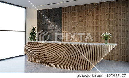 Interior design contemporary and luxurious modern reception desk, 3D illustration rendering Interior design contemporary and luxurious modern reception desk, 3D illustration rendering 105487477