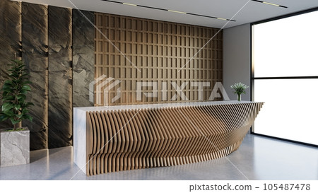 Interior design contemporary and luxurious modern reception desk, 3D illustration rendering Interior design contemporary and luxurious modern reception desk, 3D illustration rendering 105487478