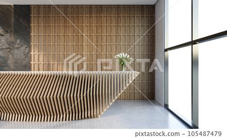 Interior design contemporary and luxurious modern reception desk, 3D illustration rendering Interior design contemporary and luxurious modern reception desk, 3D illustration rendering 105487479