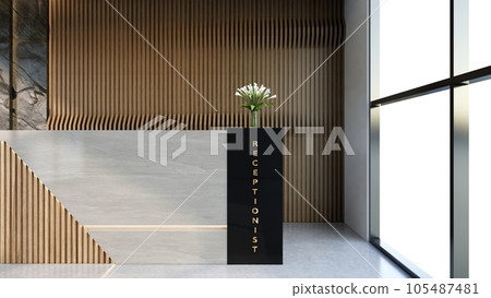 Interior design contemporary and luxurious modern reception desk, 3D illustration rendering 105487481