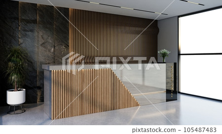 Interior design contemporary and luxurious modern reception desk, 3D illustration rendering Interior design contemporary and luxurious modern reception desk, 3D illustration rendering 105487483