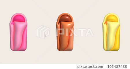 3d illustration sleeping bag camping bed for tourists Hiking gear for sleeping. 3d illustration sleeping bag camping bed for tourists Hiking gear for sleeping. 105487488