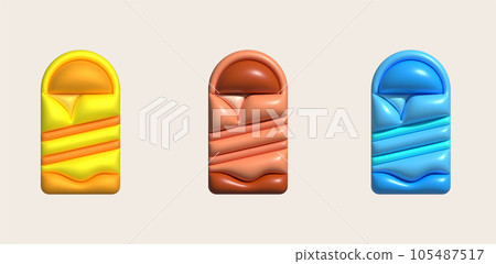3d illustration sleeping bag camping bed for tourists Hiking gear for sleeping. 3d illustration sleeping bag camping bed for tourists Hiking gear for sleeping. 105487517