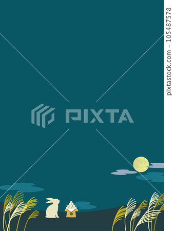 Moon and Susukino moon viewing illustration background material 105487578