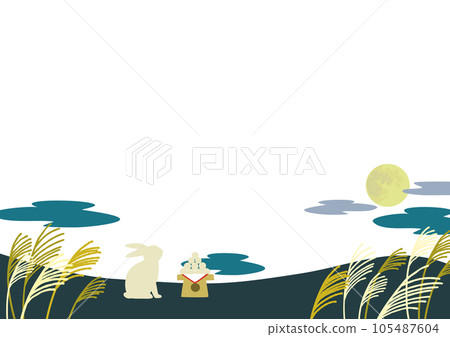 Moon and Susukino moon viewing illustration background material 105487604