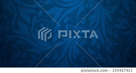 Vector illustration  Blue background with ornamental floral pattern for Presentations marketing, decks, ads, books covers, Digital interfaces, print design templates material, wedding invitation cards 105487921