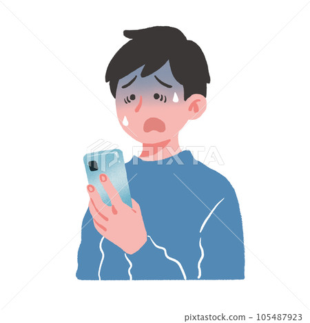 一名男子看著他的智能手機臉色蒼白 105487923