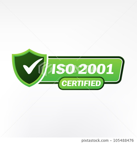 ISO 2001 Certified badge, icon. Certification stamp. Flat design vector illustration 105488476