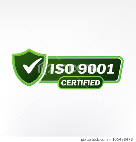 ISO 9001 Certified badge, icon. Certification stamp. Flat design vector illustration ISO 9001 Certified badge, icon. Certification stamp. Flat design vector illustration 105488478