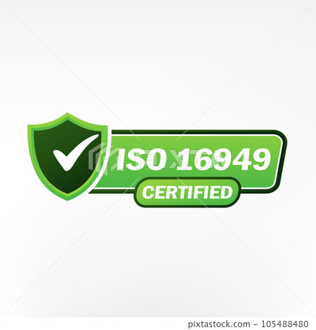 ISO 16949 Certified badge, icon. Certification stamp. Flat design vector illustration 105488480