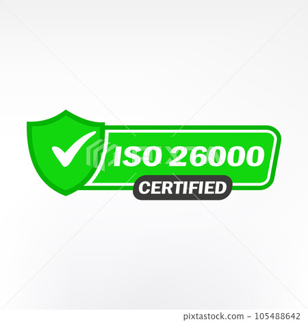 ISO 26000 Certified badge, icon. Certification stamp. Flat design vector illustration ISO 26000 Certified badge, icon. Certification stamp. Flat design vector illustration 105488642